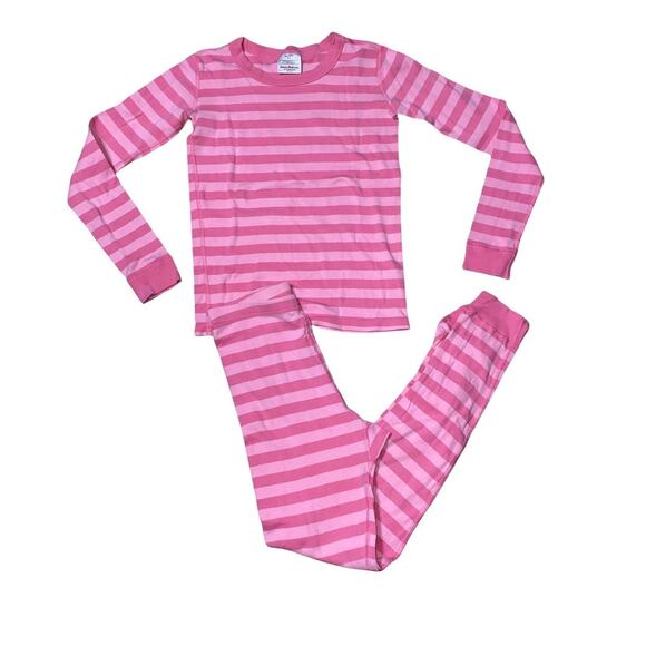 Hanna Andersson Striped Two Piece long john long sleeve Pajama Set sz 12 pink - Picture 1 of 9